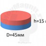 Неодимовый магнит диск 45х15 мм